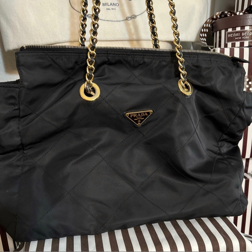 Prada Tessuto Nylon Chain Tote Bag